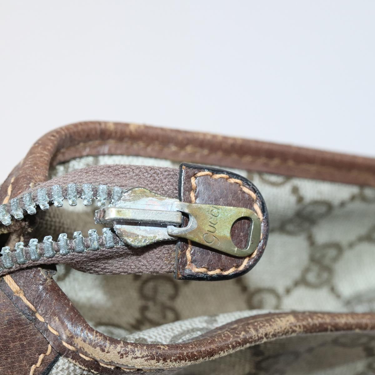 GUCCI GG Supreme Clutch Bag PVC 2 Set Beige Navy Auth 151916