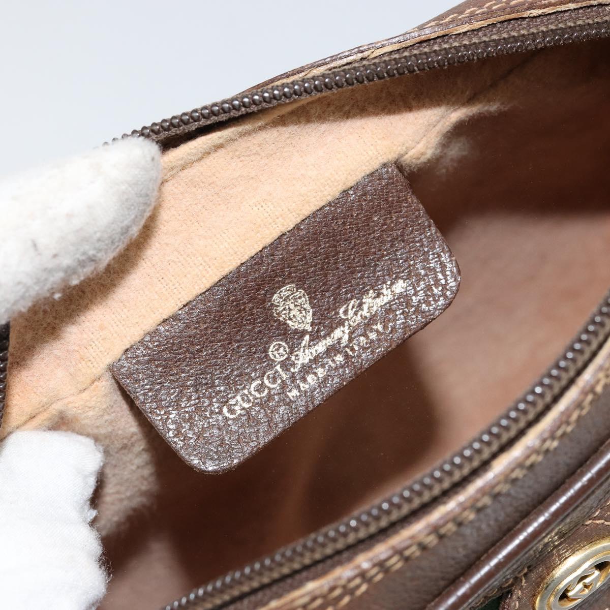 GUCCI GG Supreme Web Sherry Line Bag PVC Beige Red 56 02 087 Auth 151921