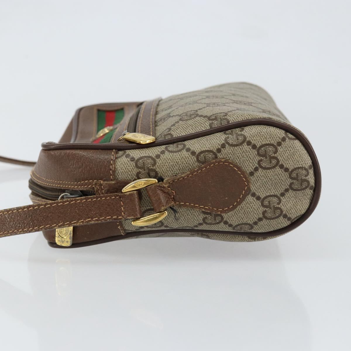 GUCCI GG Supreme Web Sherry Line Bag PVC Beige Red 56 02 087 Auth 151921