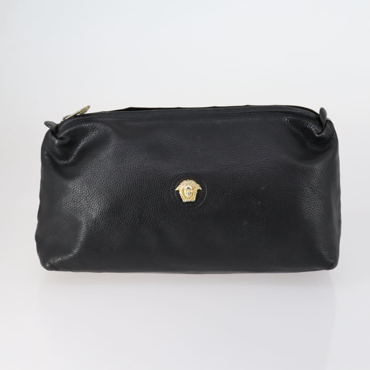 Gianni Versace Saint Laurent Bag PVC Leather 2 Set Black Beige Auth 151922