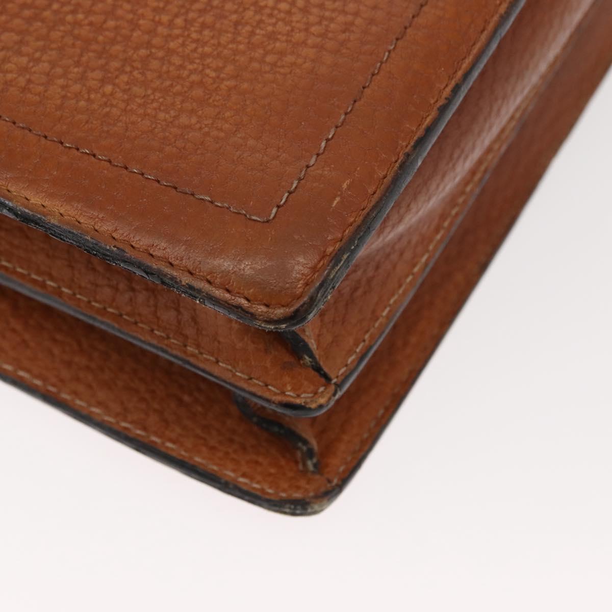 LOEWE Anagram Business Bag Leather Brown Gold Auth 151923