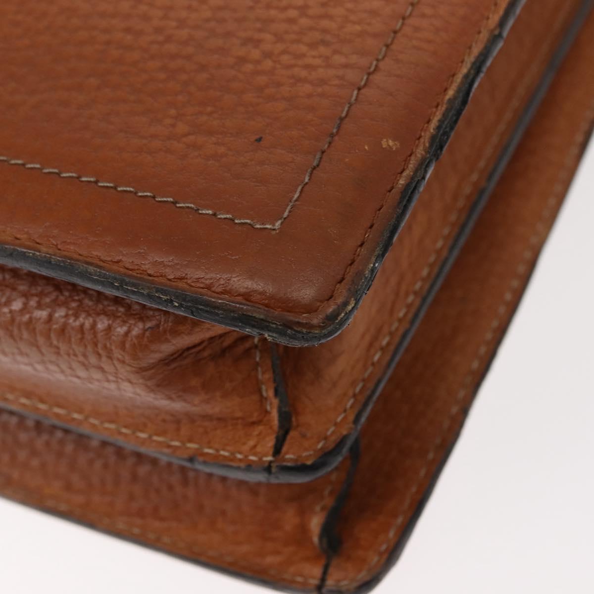 LOEWE Anagram Business Bag Leather Brown Gold Auth 151923