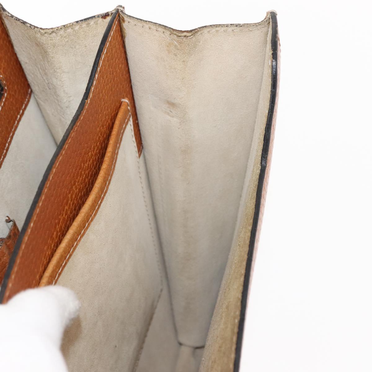 LOEWE Anagram Business Bag Leather Brown Gold Auth 151923