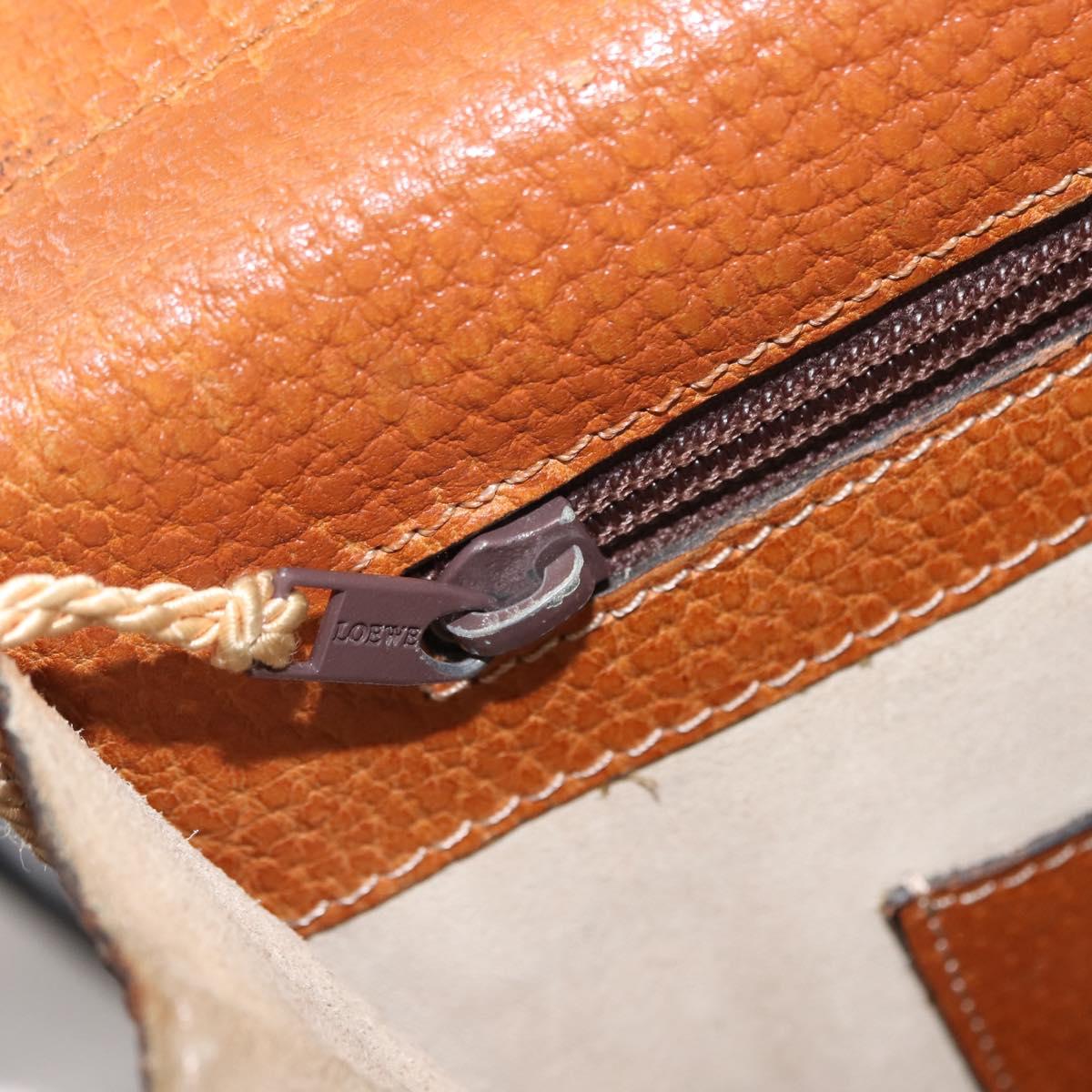 LOEWE Anagram Business Bag Leather Brown Gold Auth 151923