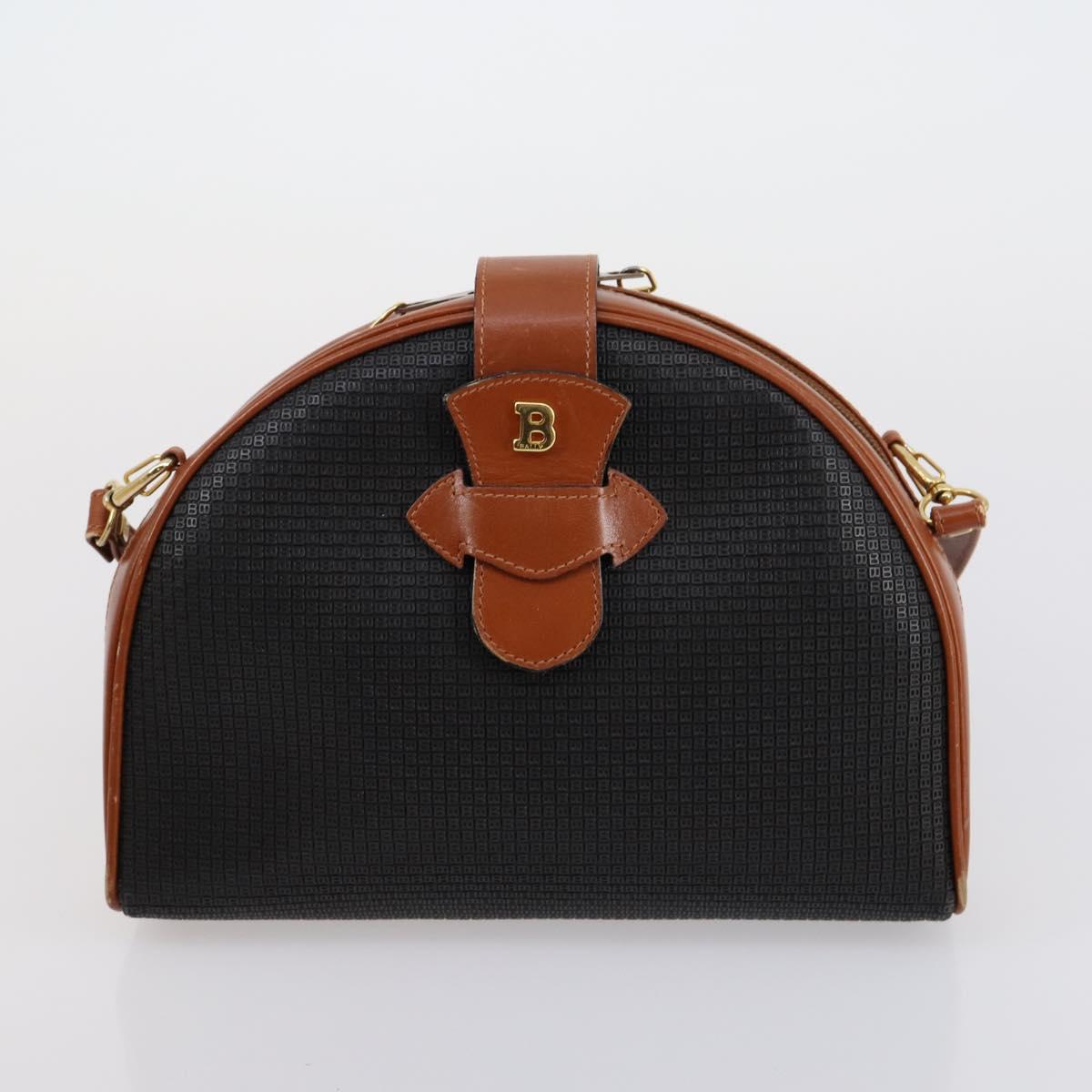 BALLY Shoulder Bag PVC Leather 3 Set Black White Auth 151928