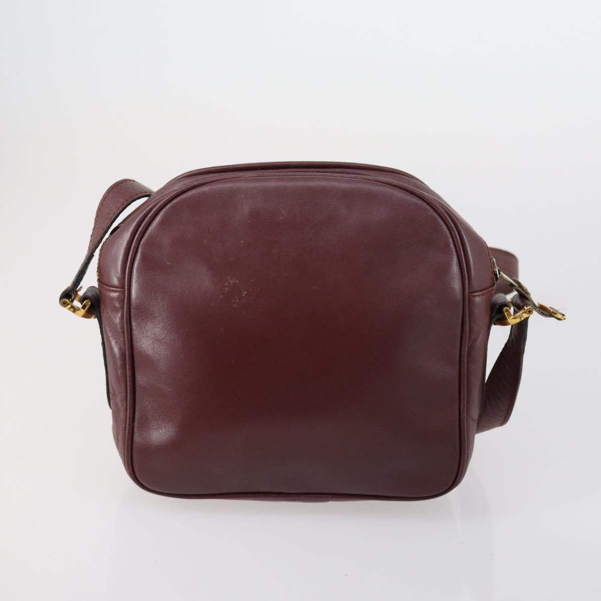 CARTIER Shoulder Bag Leather 3 Set Bordeaux Auth 151931
