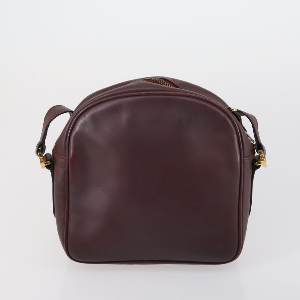 CARTIER Shoulder Bag Leather 3 Set Bordeaux Auth 151931