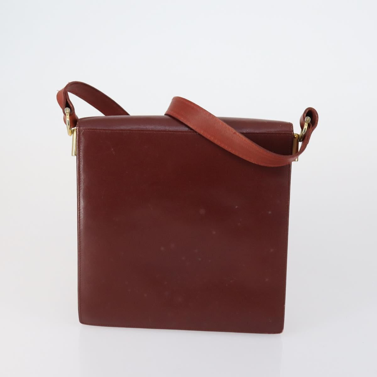 CARTIER Shoulder Bag Leather 3 Set Bordeaux Auth 151931