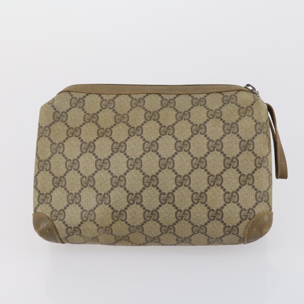 GUCCI GG Supreme Clutch Bag PVC 4 Set Black Beige Auth 151934