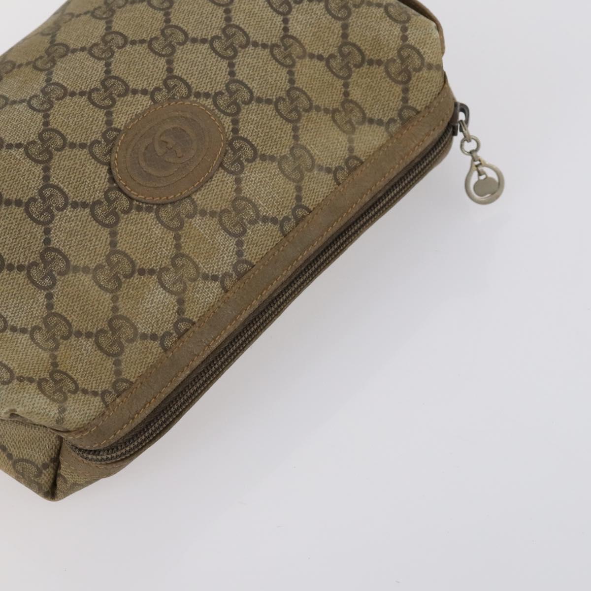 GUCCI GG Supreme Clutch Bag PVC 4 Set Black Beige Auth 151934