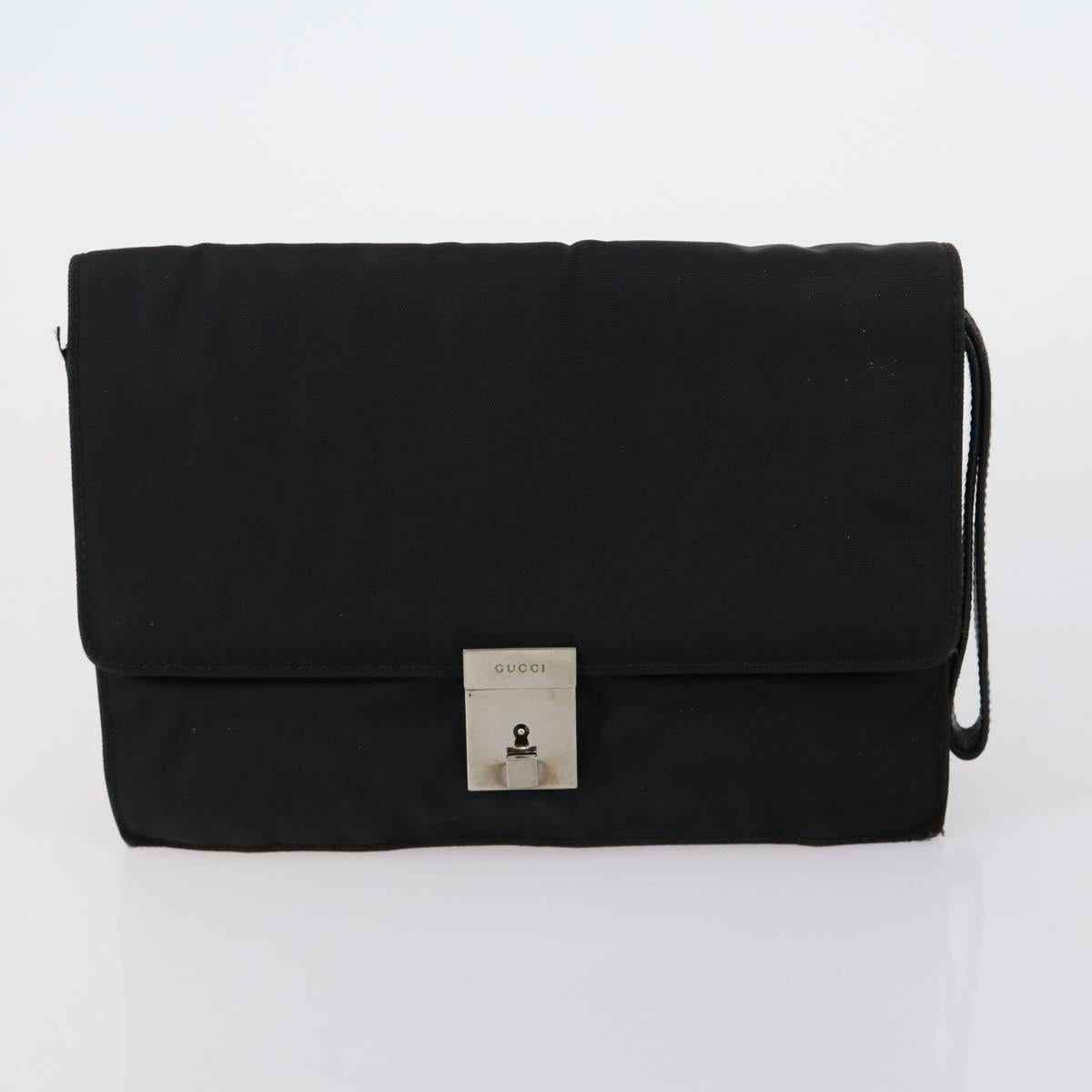 GUCCI GG Supreme Clutch Bag PVC 4 Set Black Beige Auth 151934