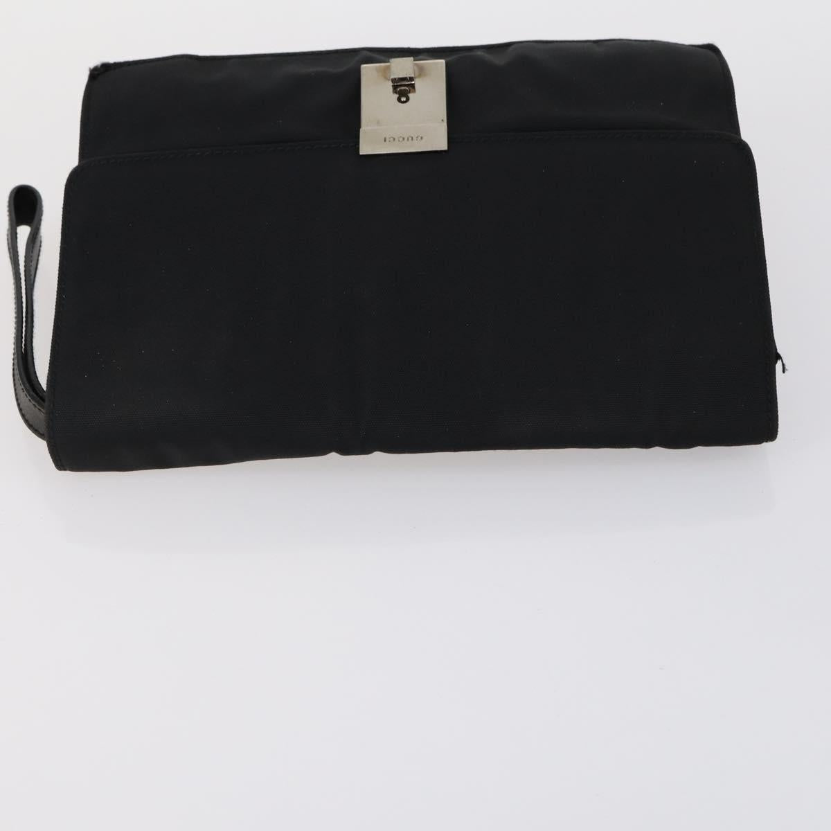 GUCCI GG Supreme Clutch Bag PVC 4 Set Black Beige Auth 151934