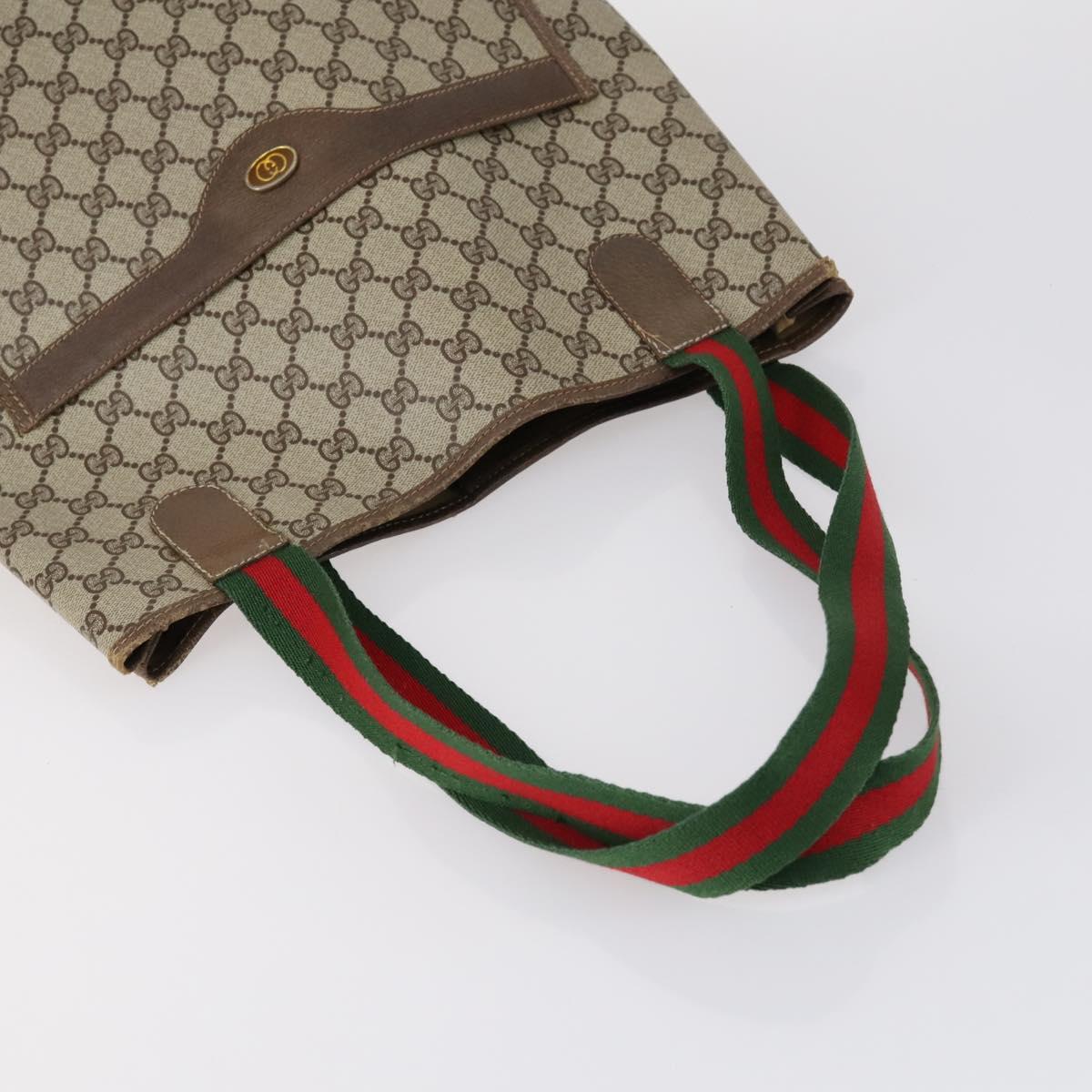 GUCCI GG Canvas Web Sherry Line Shoulder Bag PVC 4 Set Beige Red Auth 151936