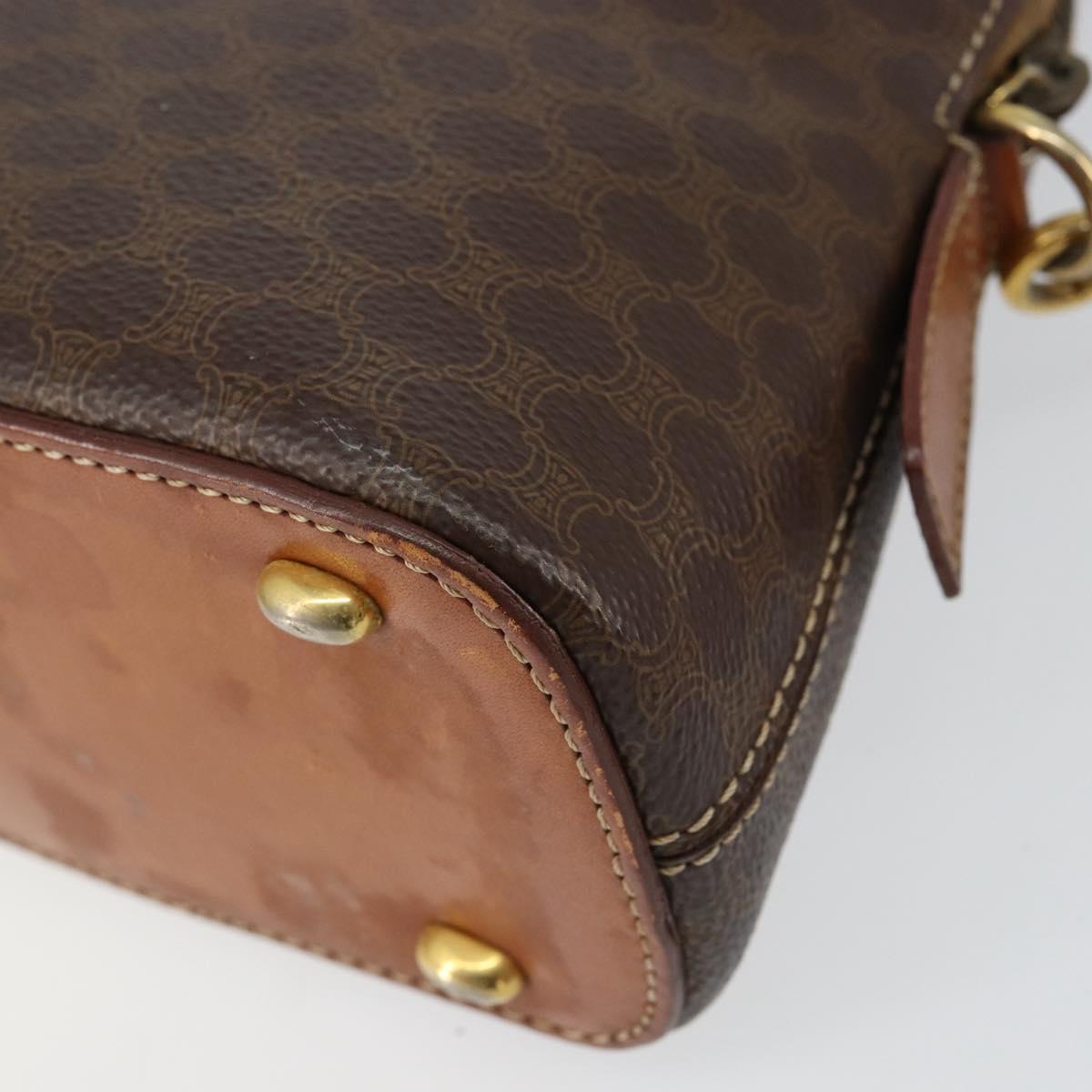 CELINE Macadam Canvas Hand Bag PVC 2way Brown Gold Auth 151939