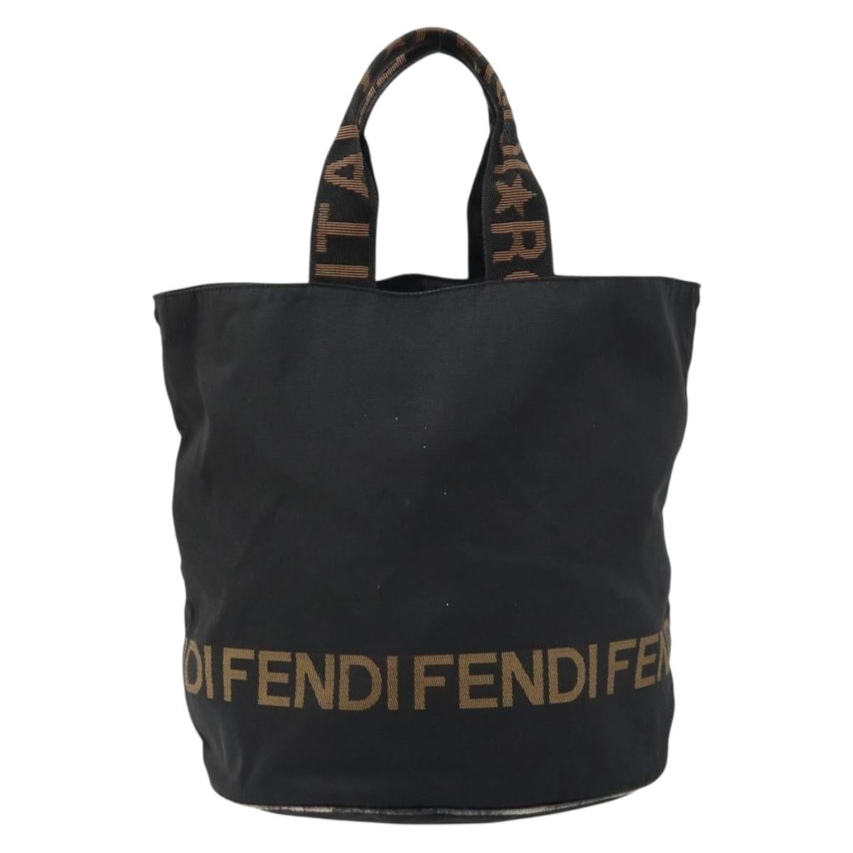 FENDI Hand Bag Nylon Black Auth 151940