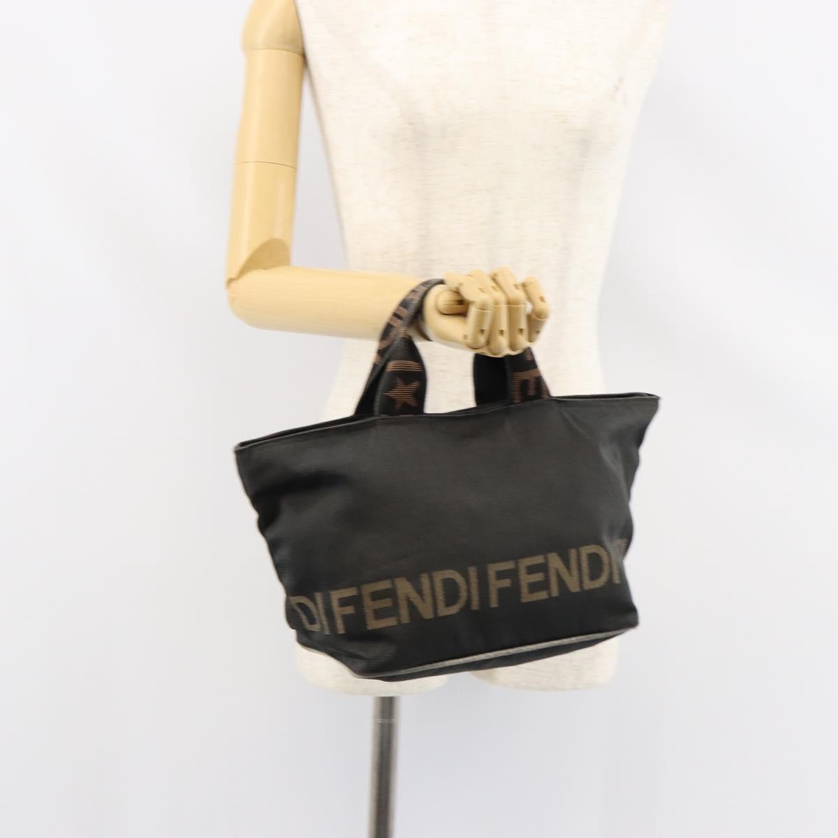 FENDI Hand Bag Nylon Black Auth 151941