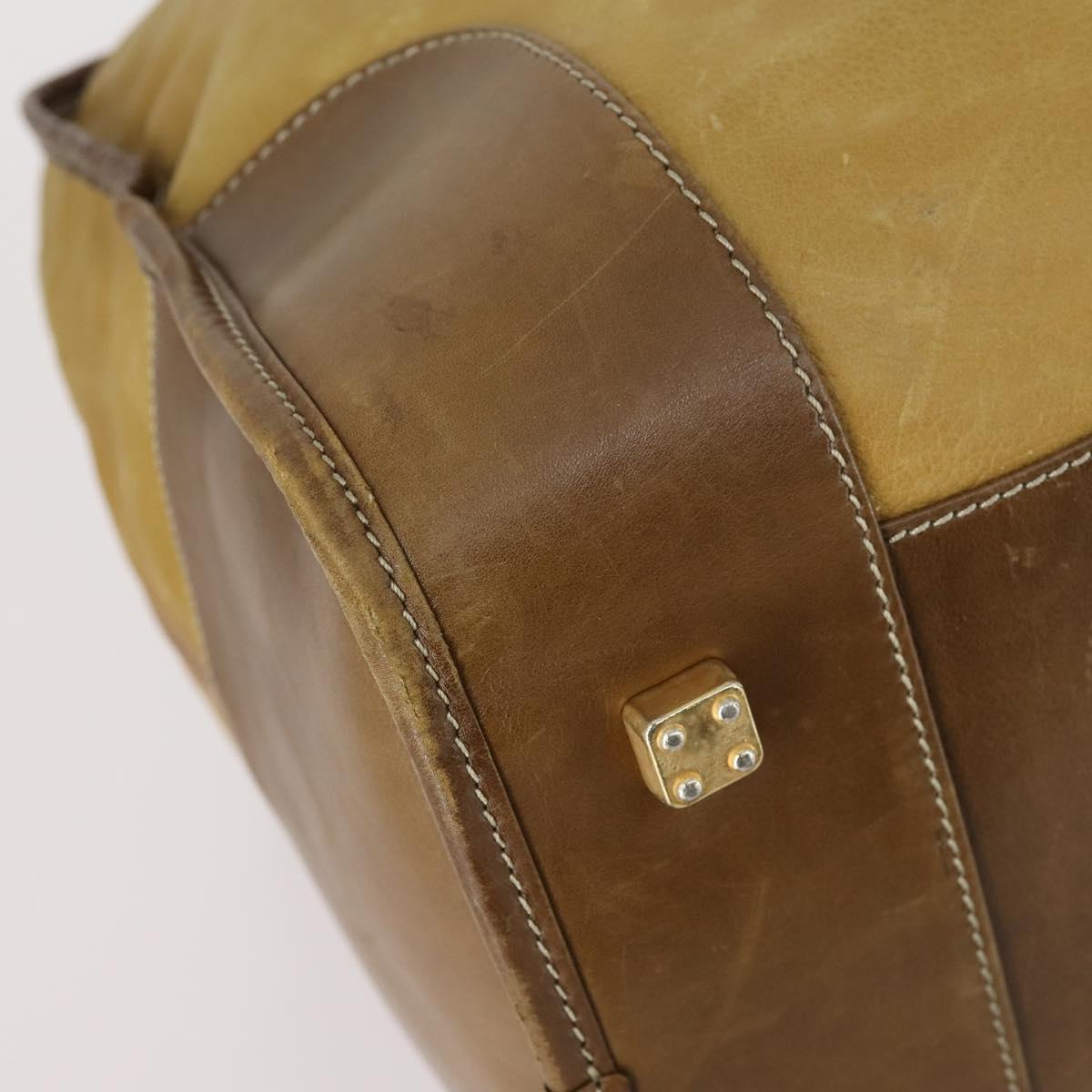 LOEWE Anagram Amazonas Hand Bag Leather Beige Gold Auth 151947
