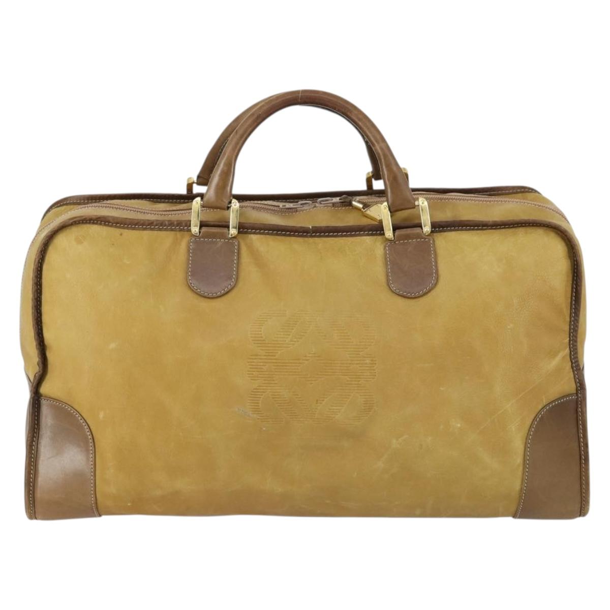 LOEWE Anagram Amazonas Hand Bag Leather Beige Gold Auth 151947