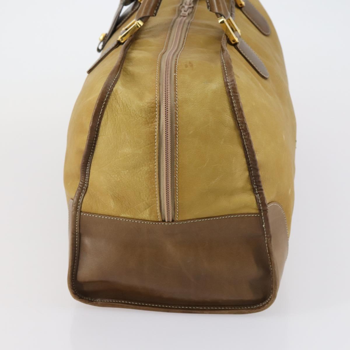 LOEWE Anagram Amazonas Hand Bag Leather Beige Gold Auth 151947