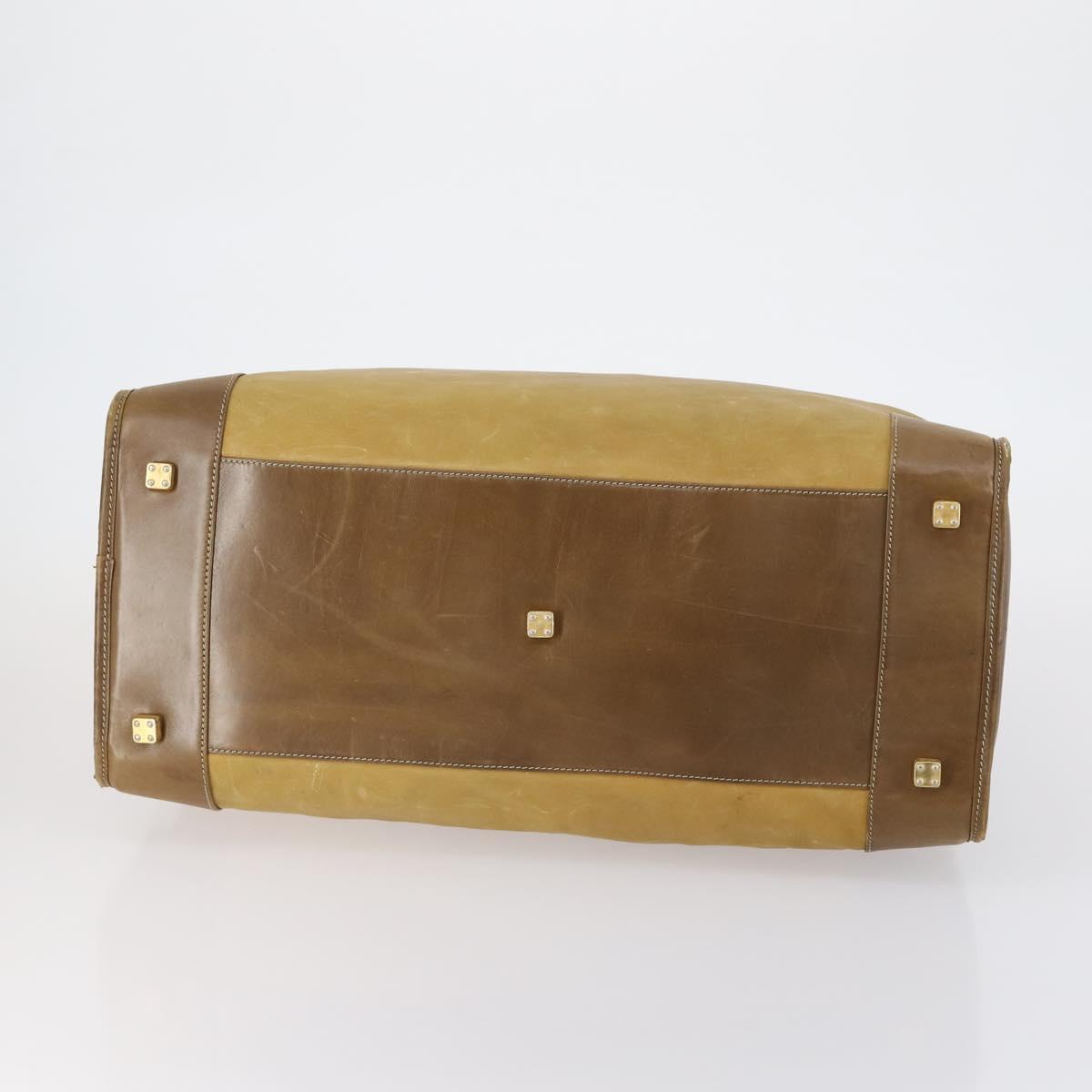 LOEWE Anagram Amazonas Hand Bag Leather Beige Gold Auth 151947