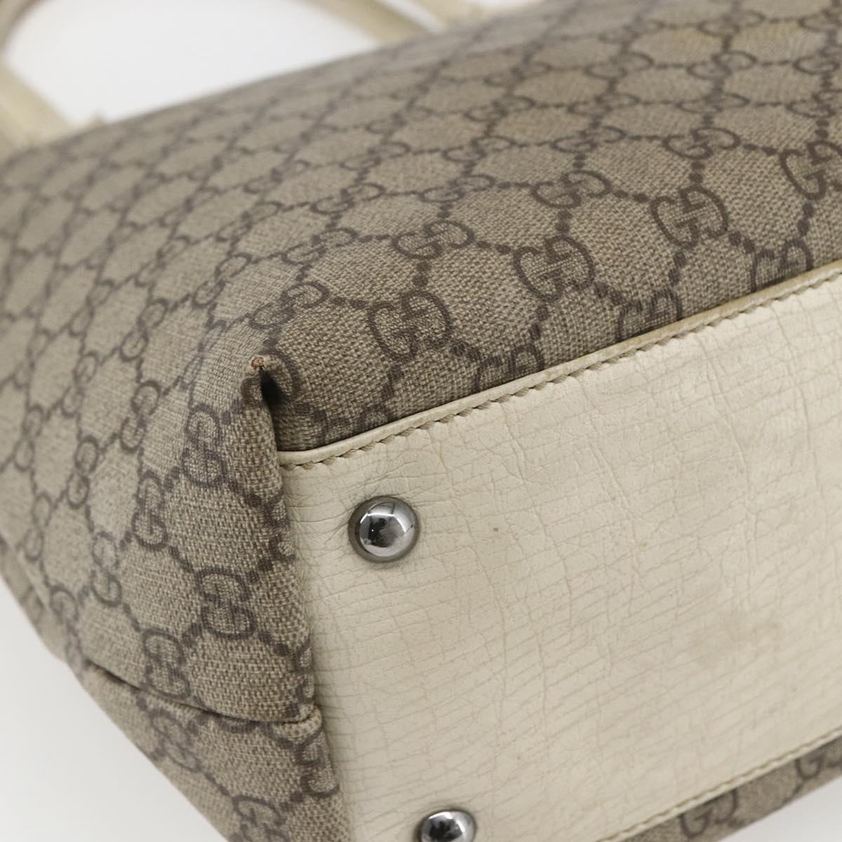 GUCCI GG Supreme Tote Bag PVC Beige Silver 131220 Auth 151948