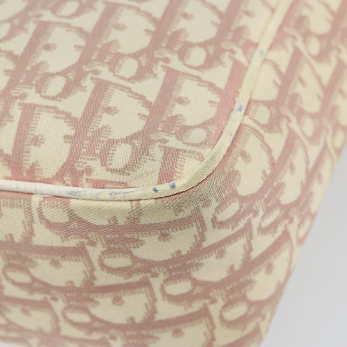 Christian Dior Trotter Canvas Shoulder Bag Pink Silver Auth 151952