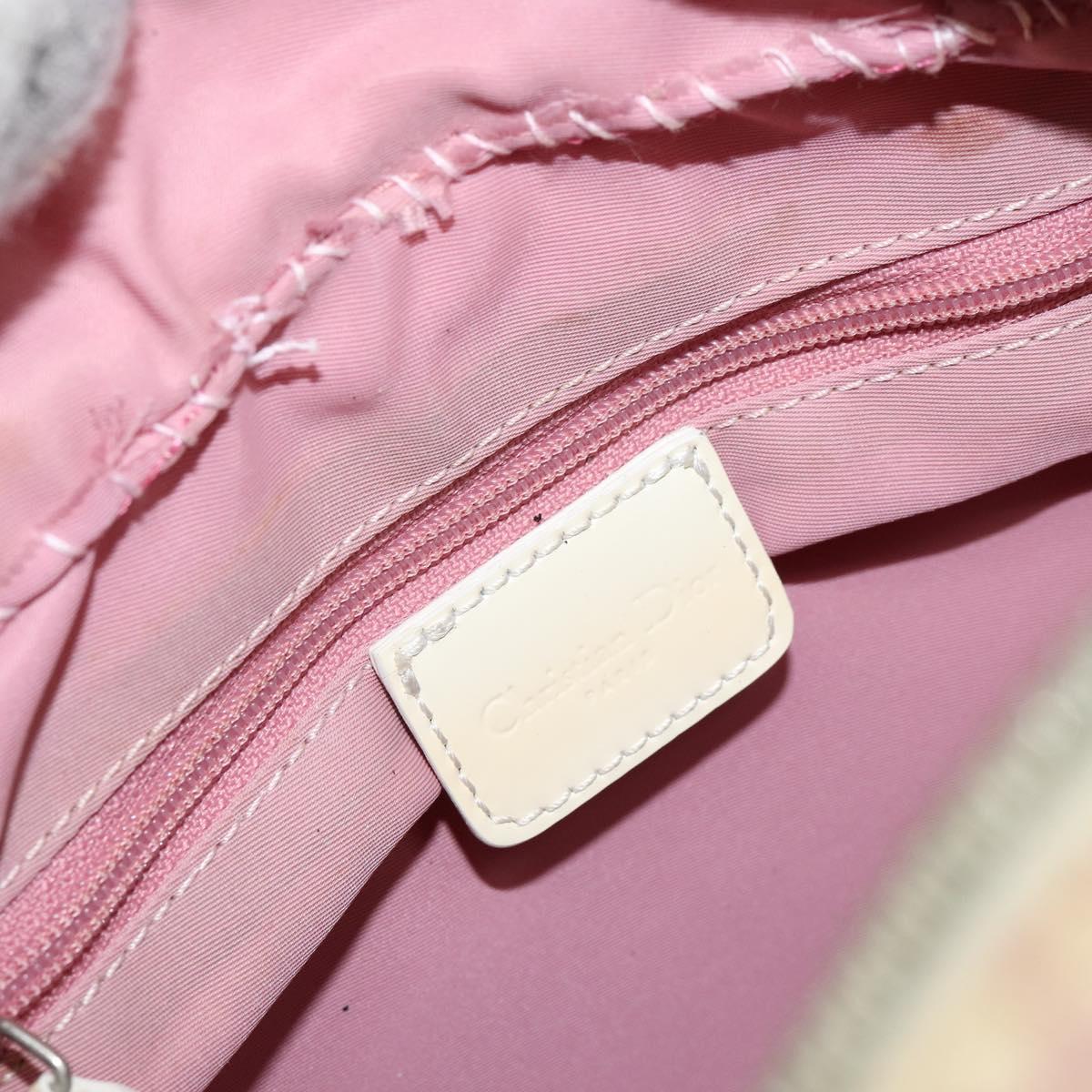 Christian Dior Trotter Canvas Shoulder Bag Pink Silver Auth 151952