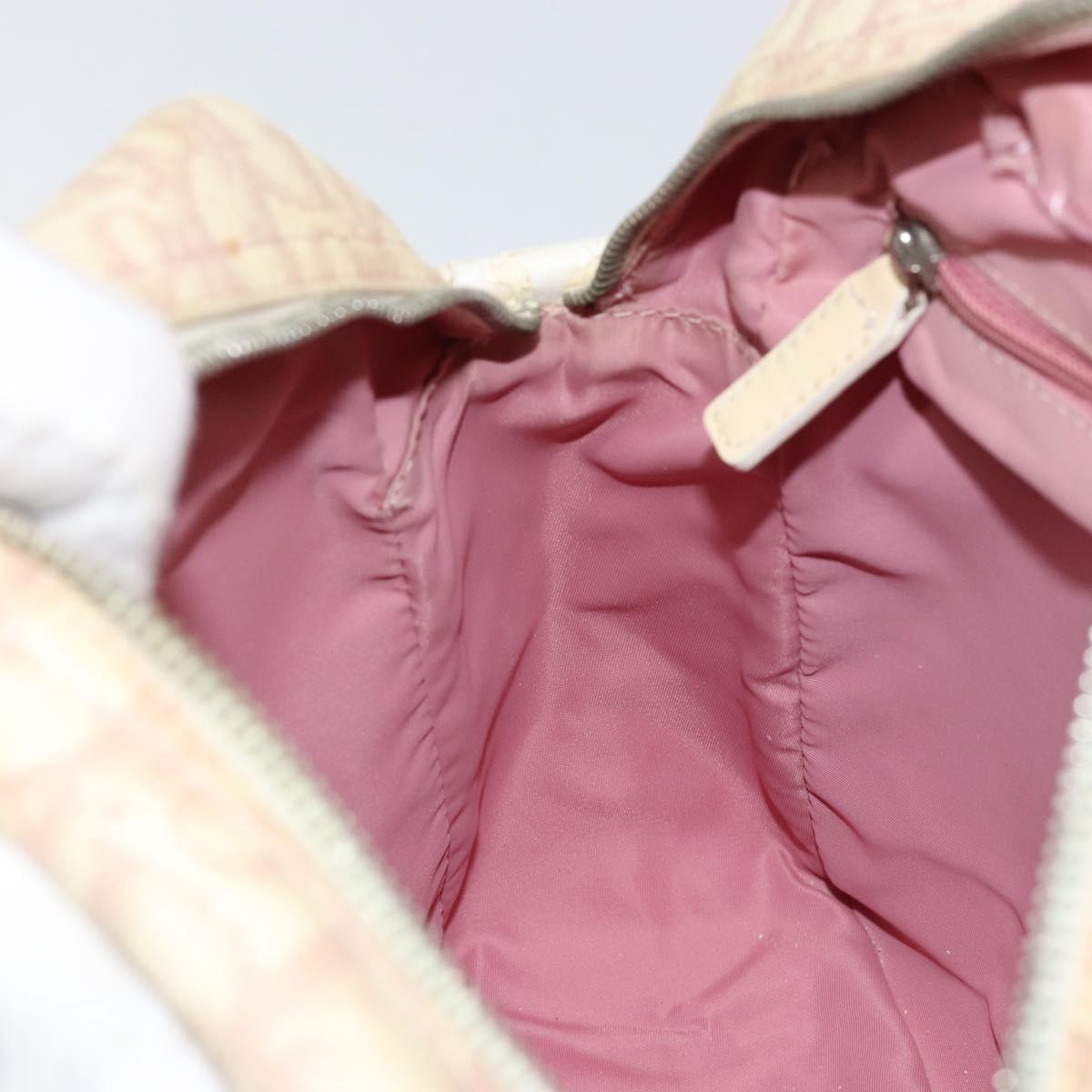 Christian Dior Trotter Canvas Shoulder Bag Pink Silver Auth 151952
