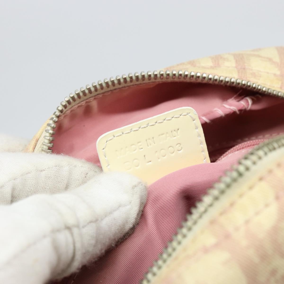 Christian Dior Trotter Canvas Shoulder Bag Pink Silver Auth 151952