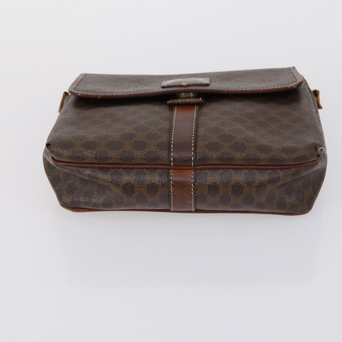 CELINE Macadam Canvas Shoulder Bag PVC Leather 5 Set Brown Auth 151955