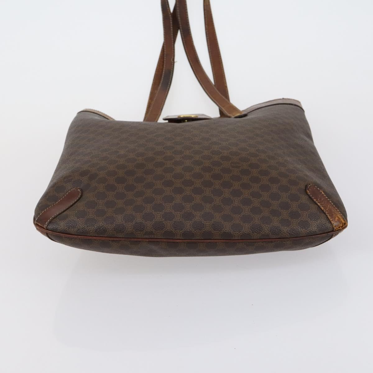 CELINE Macadam Canvas Shoulder Bag PVC Leather 5 Set Brown Auth 151955