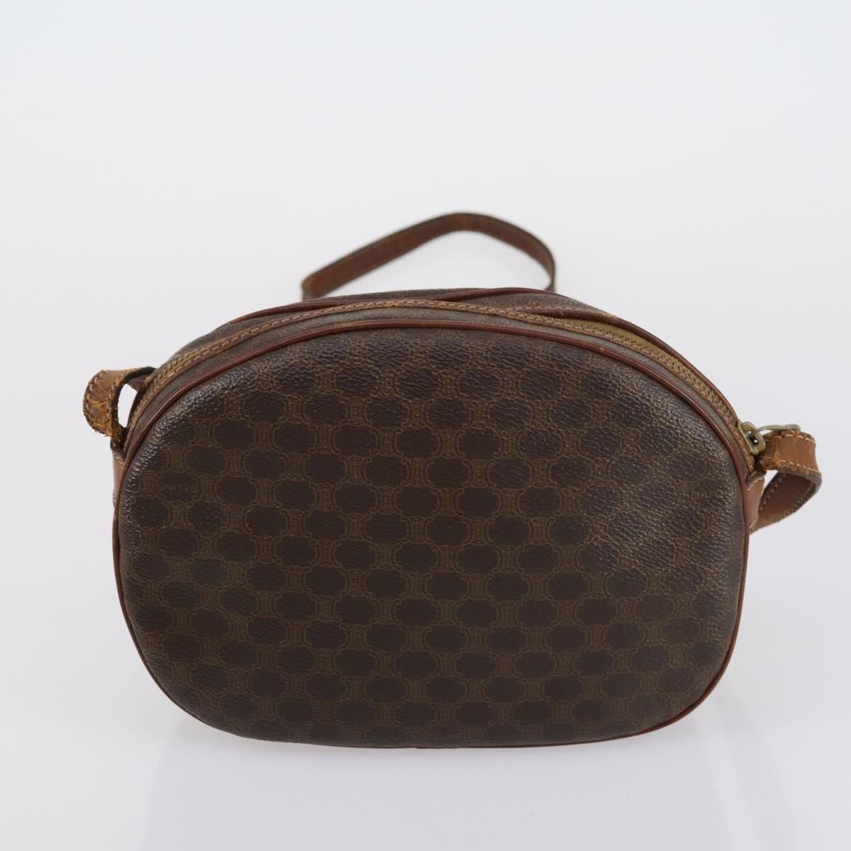 CELINE Macadam Canvas Shoulder Bag PVC Leather 5 Set Brown Auth 151955