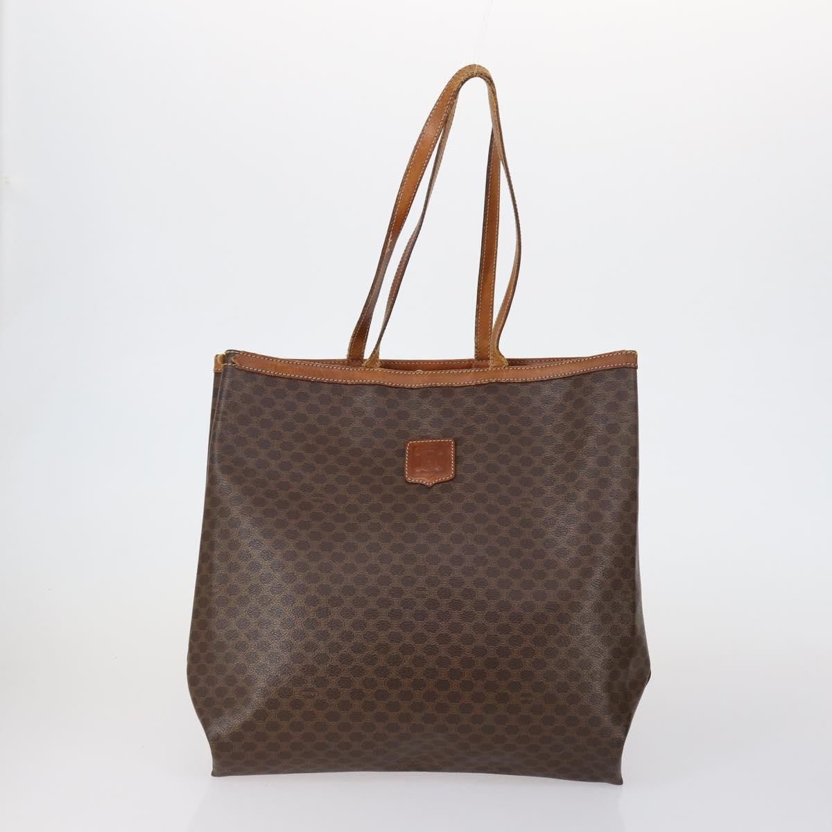 CELINE Macadam Canvas Shoulder Bag PVC Leather 5 Set Brown Auth 151955