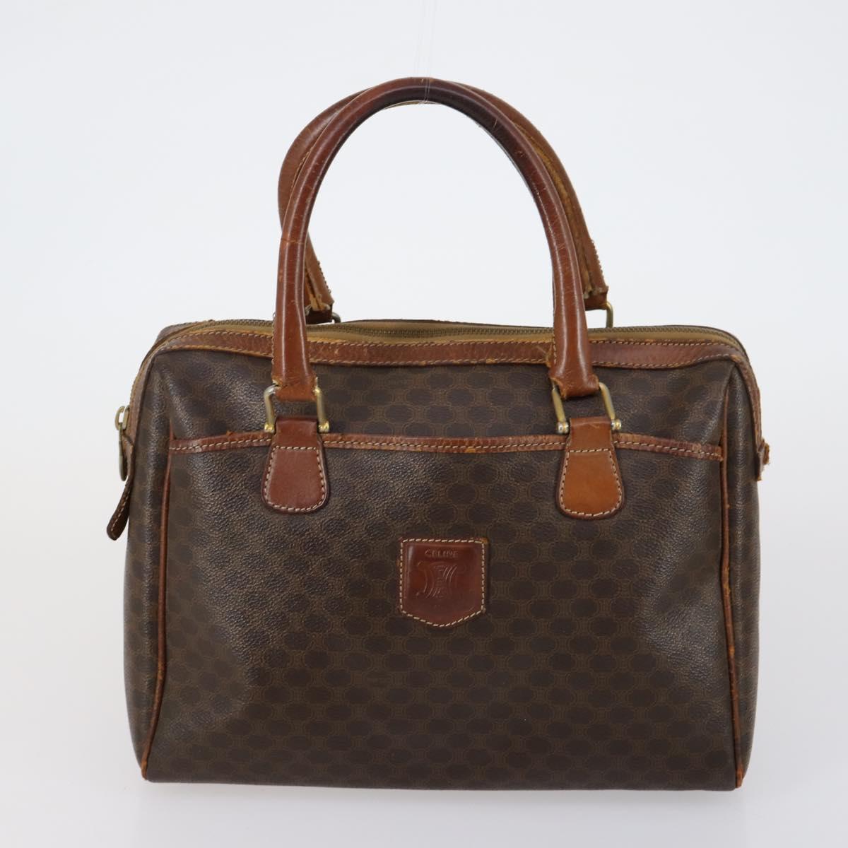 CELINE Macadam Canvas Shoulder Bag PVC Leather 5 Set Brown Auth 151955