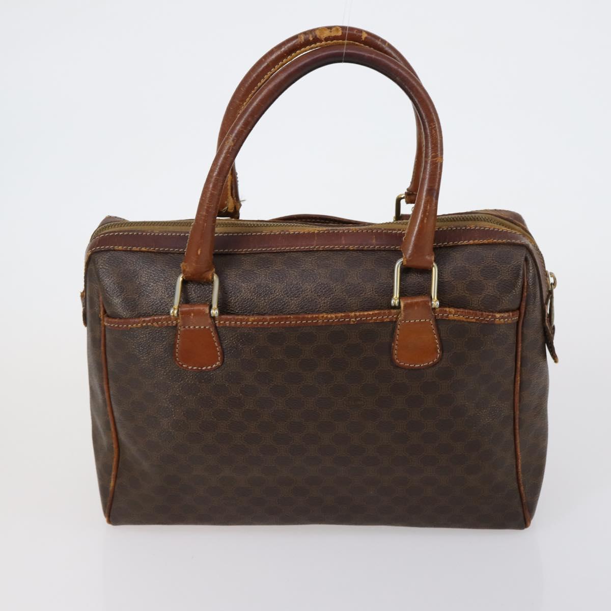 CELINE Macadam Canvas Shoulder Bag PVC Leather 5 Set Brown Auth 151955