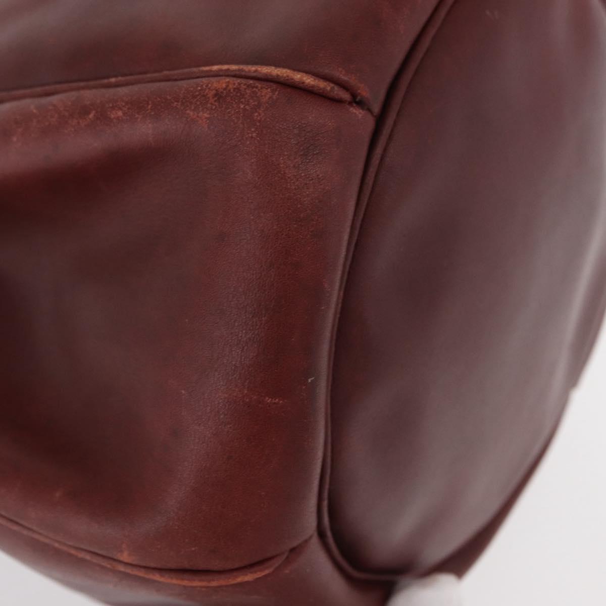 CARTIER Must Line Shoulder Bag Leather Bordeaux Gold Auth 151956