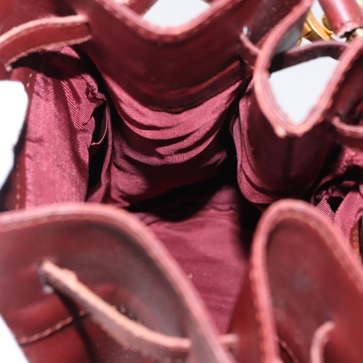 CARTIER Must Line Shoulder Bag Leather Bordeaux Gold Auth 151956