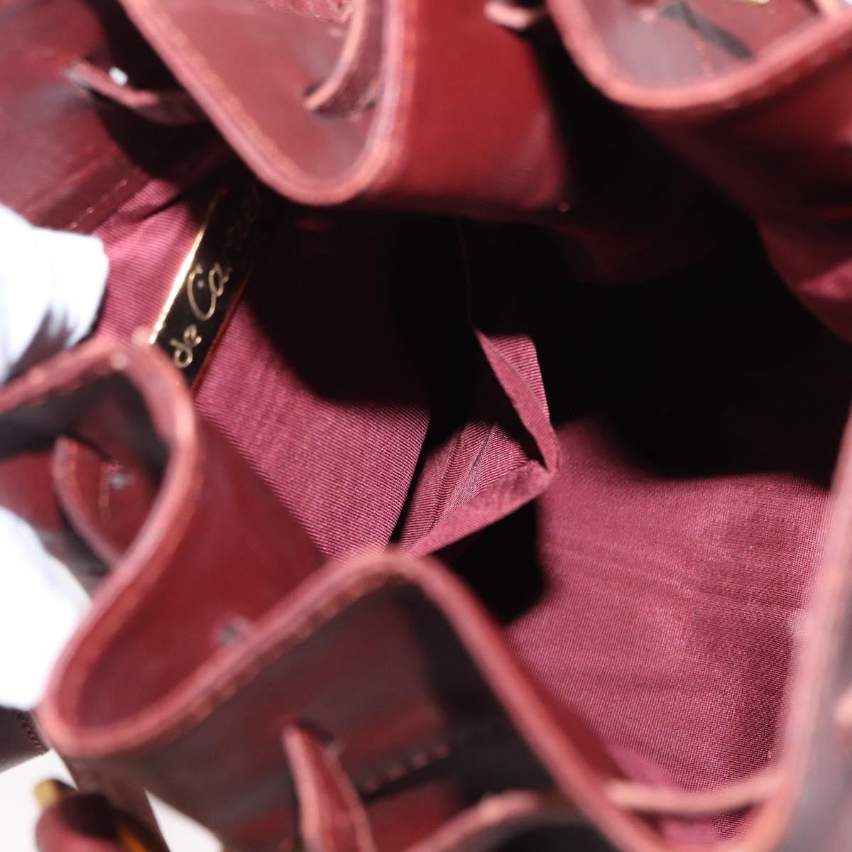 CARTIER Must Line Shoulder Bag Leather Bordeaux Gold Auth 151956