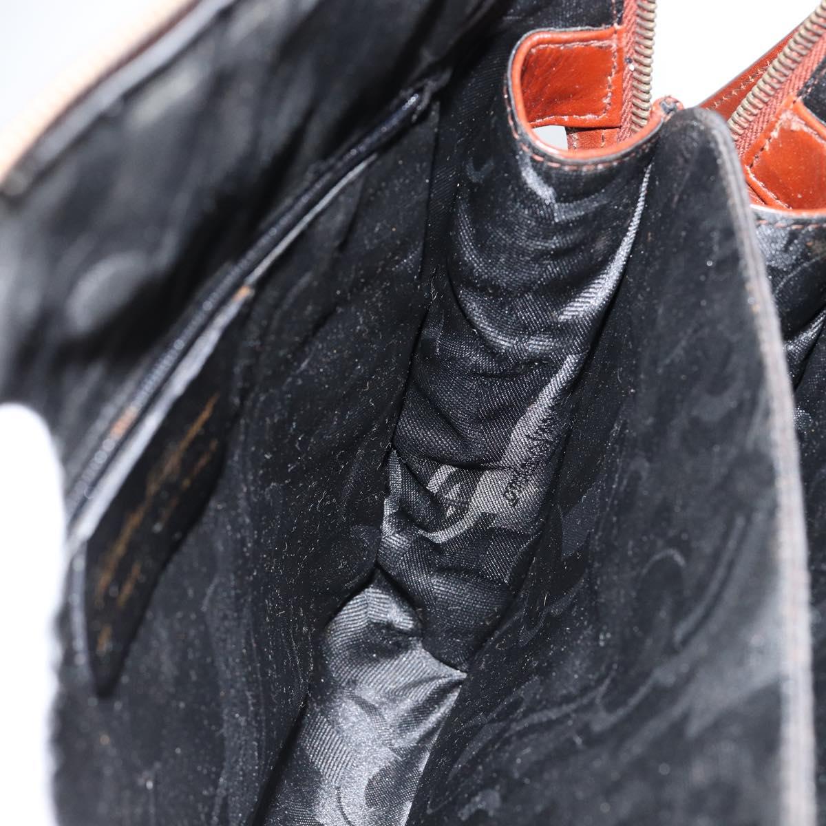 Salvatore Ferragamo Hand Bag Leather 2way Brown Gold Auth 151957