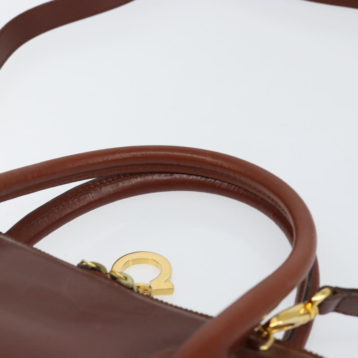 Salvatore Ferragamo Hand Bag Leather 2way Brown Gold Auth 151957