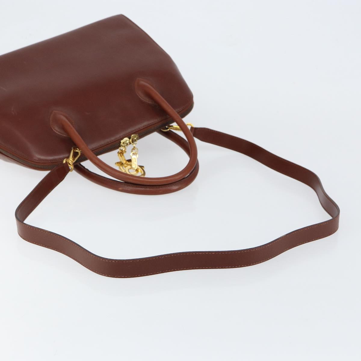 Salvatore Ferragamo Hand Bag Leather 2way Brown Gold Auth 151957