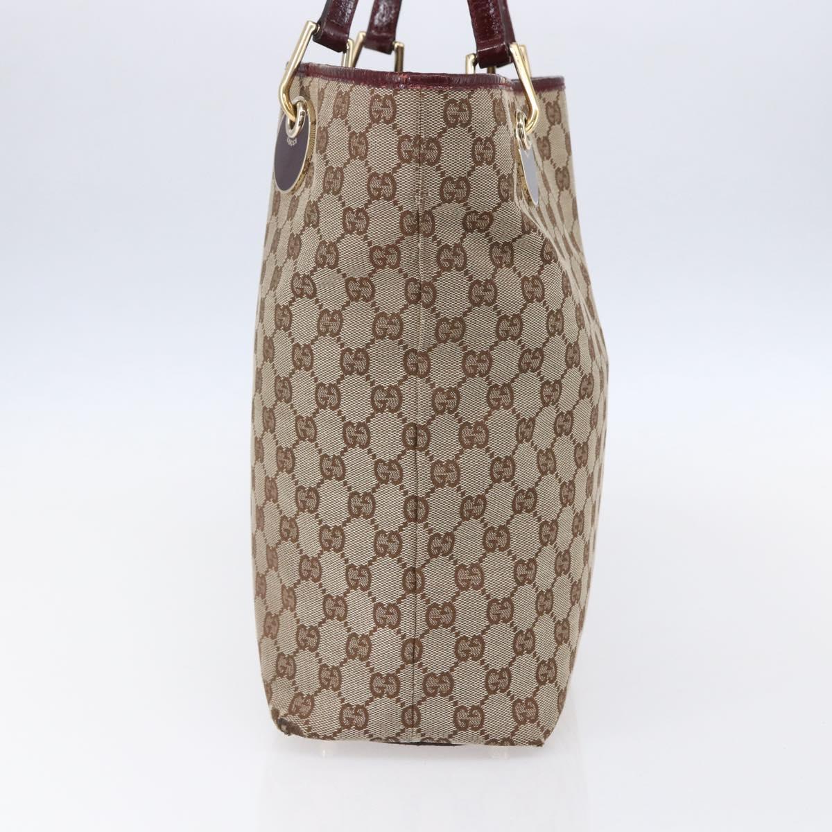 GUCCI GG Canvas Tote Bag Beige Gold 120336 Auth 151959