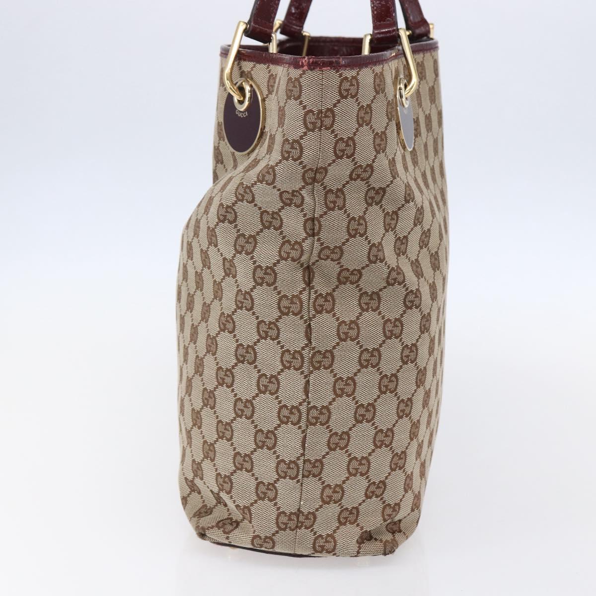GUCCI GG Canvas Tote Bag Beige Gold 120336 Auth 151959