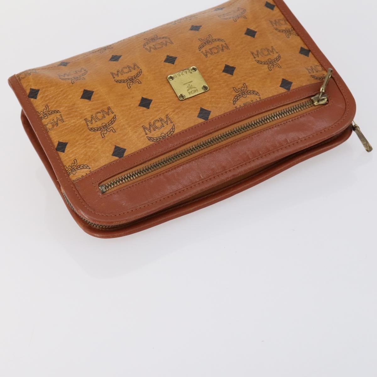 MCM Logogram Vicetos Clutch Bag PVC Leather 2 Set Brown Auth 151960