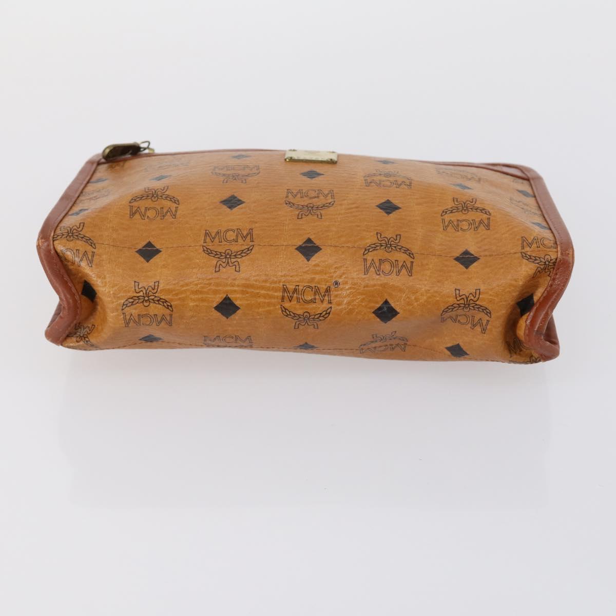 MCM Logogram Vicetos Clutch Bag PVC Leather 2 Set Brown Auth 151960