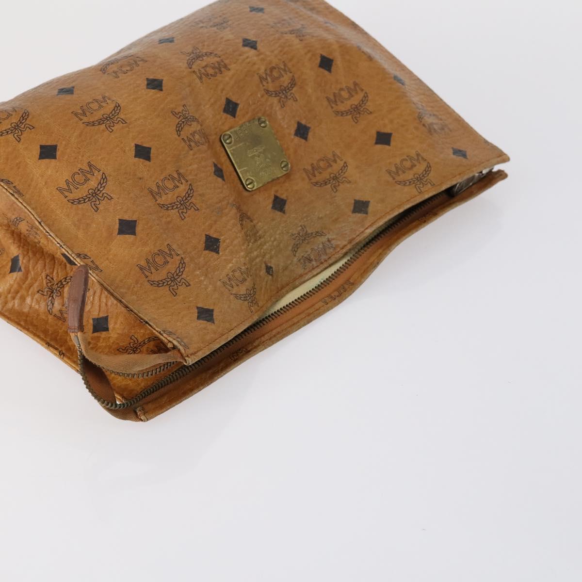 MCM Logogram Vicetos Clutch Bag PVC Leather 2 Set Brown Auth 151960