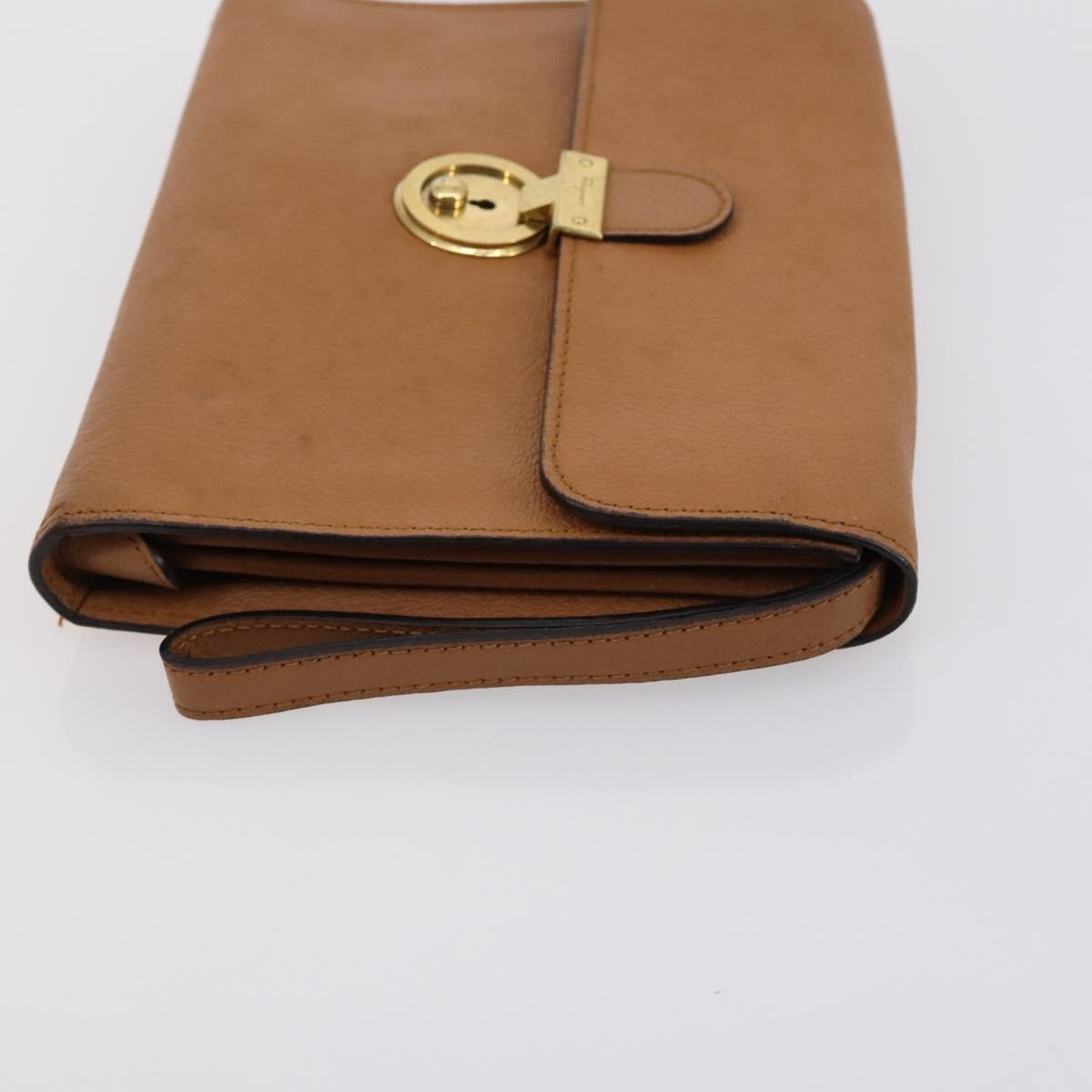 Salvatore Ferragamo Shoulder Bag Leather 2 Set Beige Auth 151962