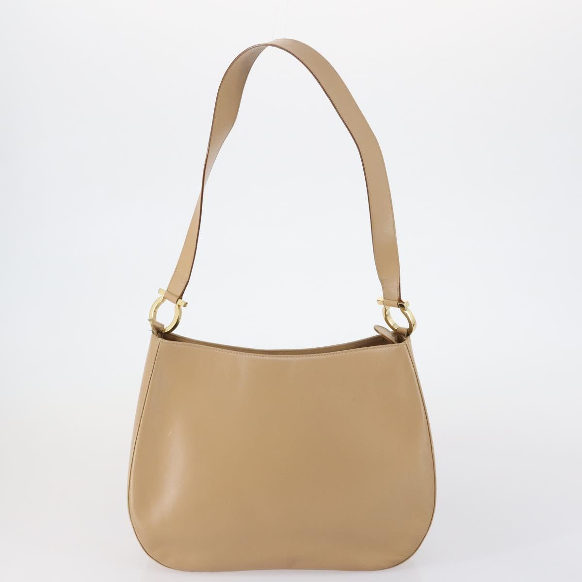 Salvatore Ferragamo Shoulder Bag Leather 2 Set Beige Auth 151962