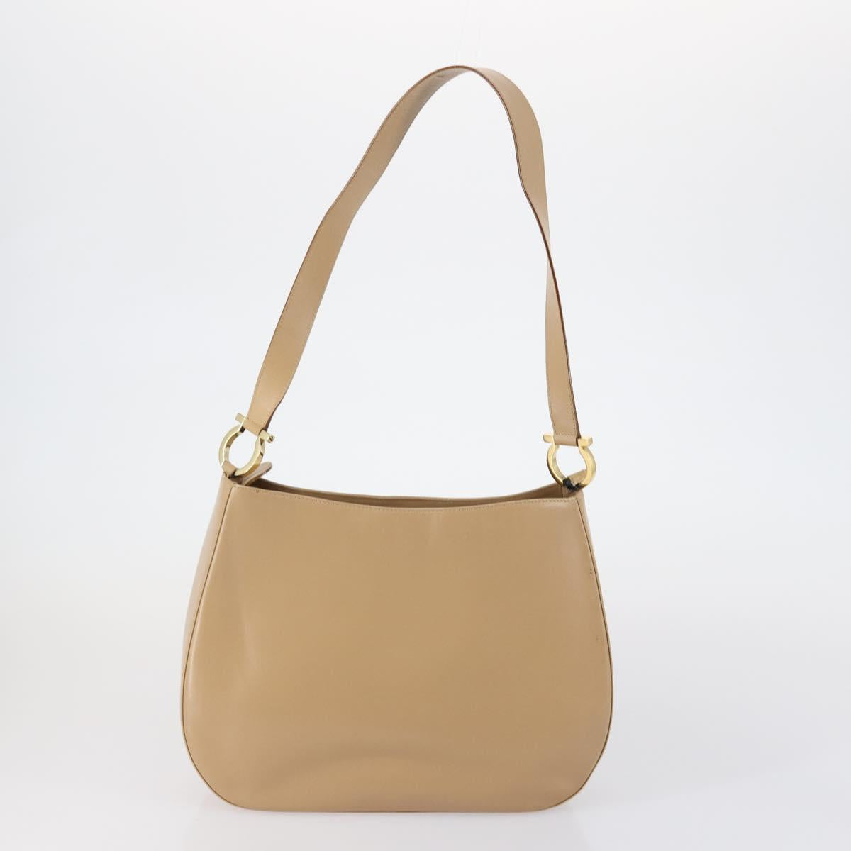 Salvatore Ferragamo Shoulder Bag Leather 2 Set Beige Auth 151962