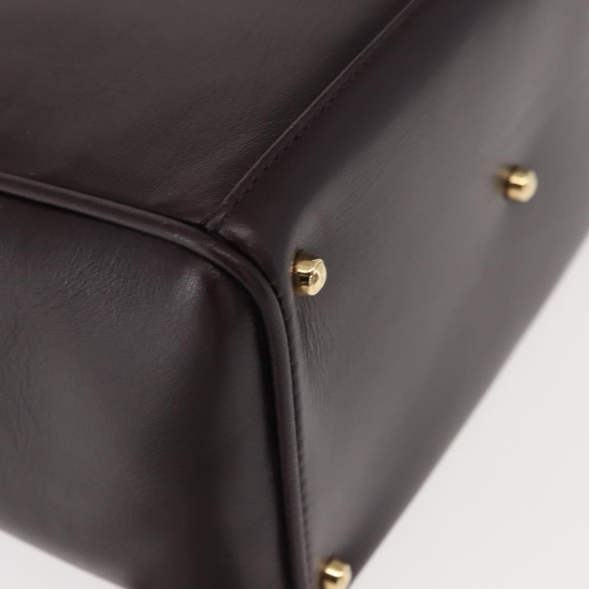 GUCCI Bamboo Hand Bag Leather 2way Brown Gold Auth 151967